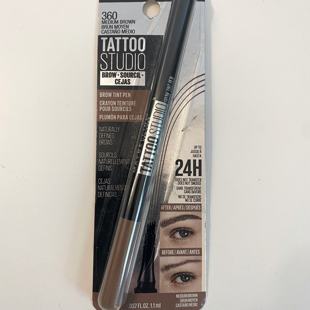 NWT Maybelline Tattoo Studio Brow Tint Pen in Medium Brown